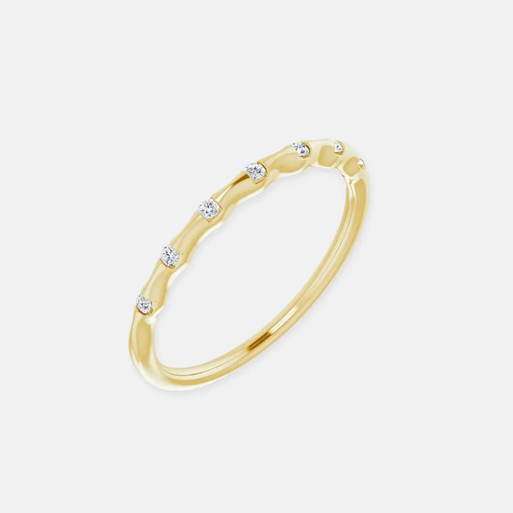 14K Natural Diamond Stackable Ring - Sample Sale