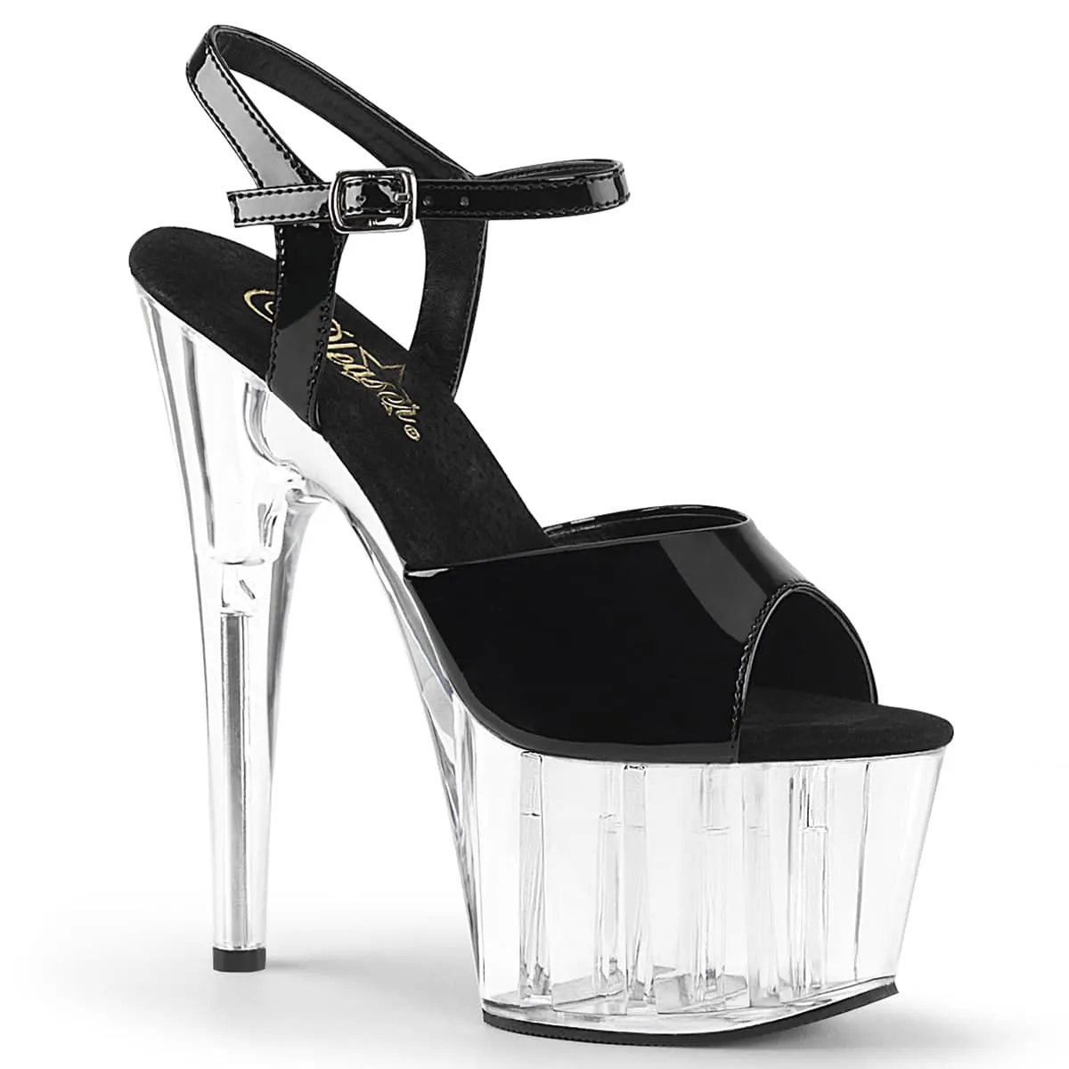 ADORE-709 Black & Clear Open Toe High Heels