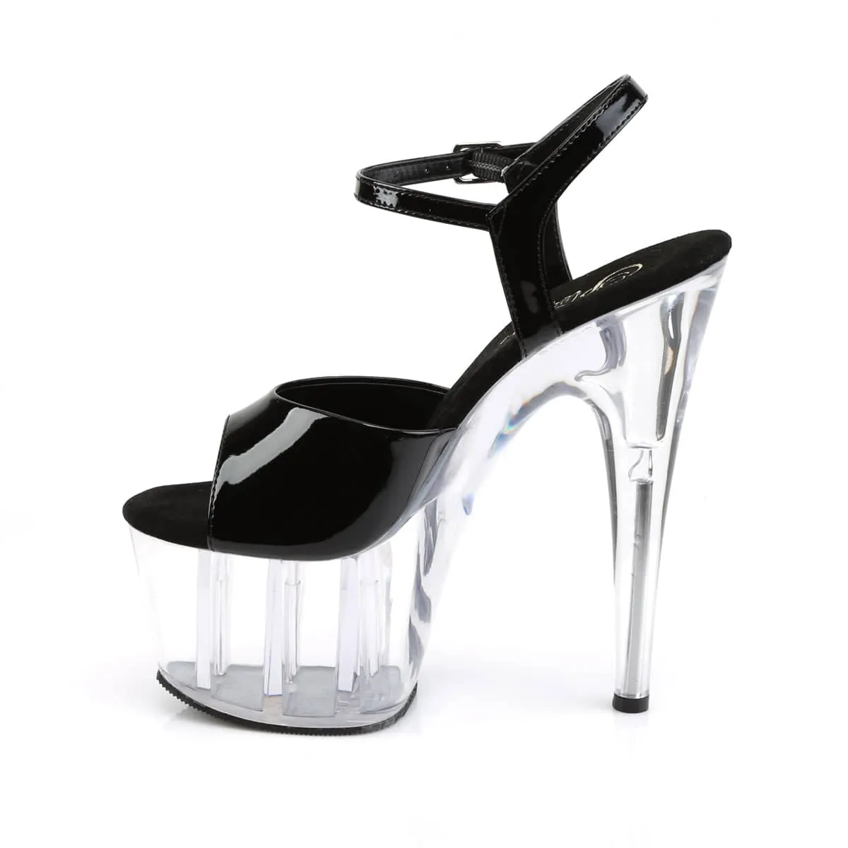 ADORE-709 Black & Clear Open Toe High Heels