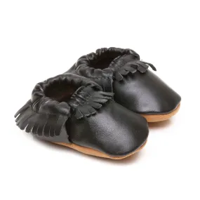 baby moccasins in black