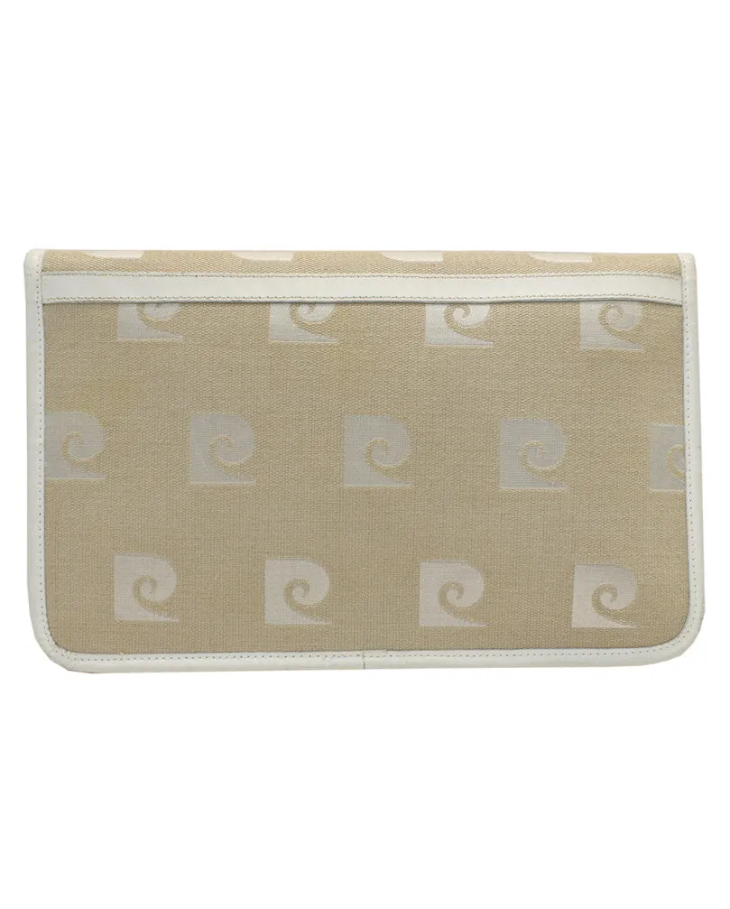 Beige Logo Jacquard Clutch