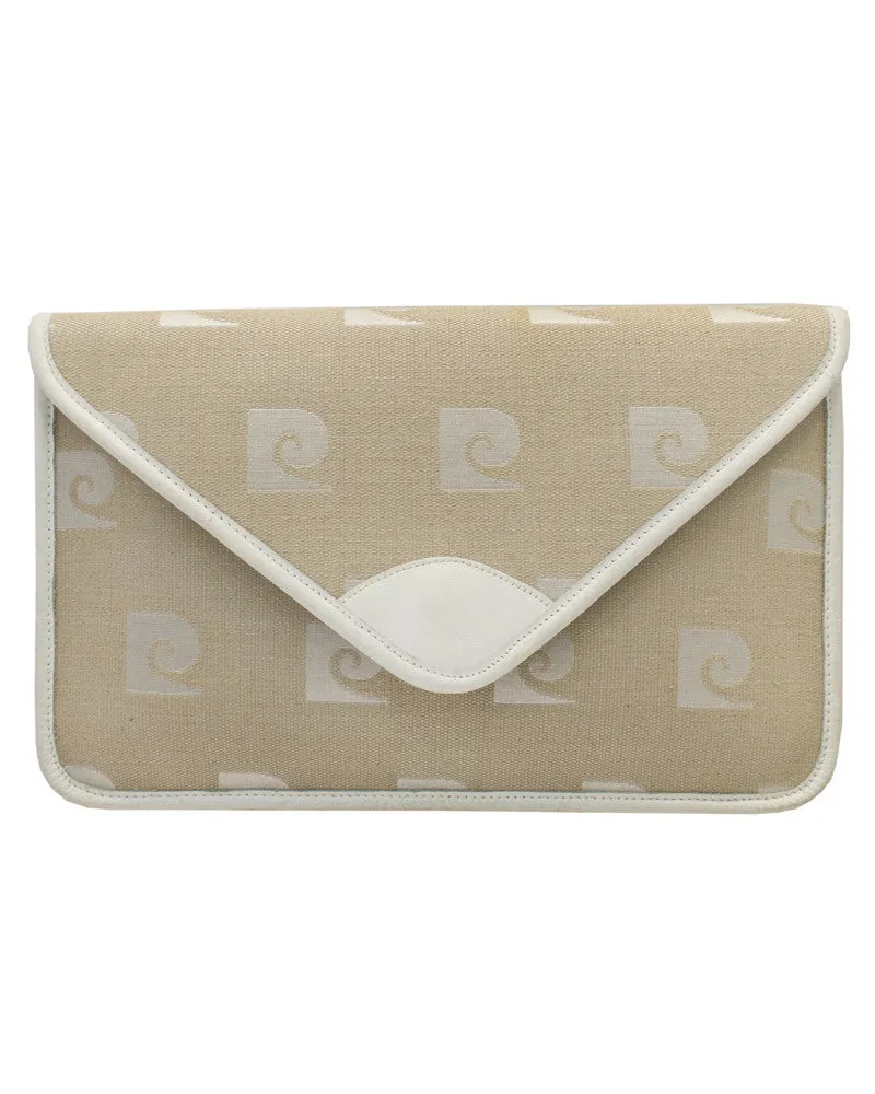 Beige Logo Jacquard Clutch