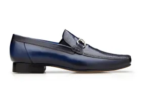 Belvedere - Bruno, Genuine Ostrich Leg and Italian Calf Loafer Dress Shoe - Navy - 1026