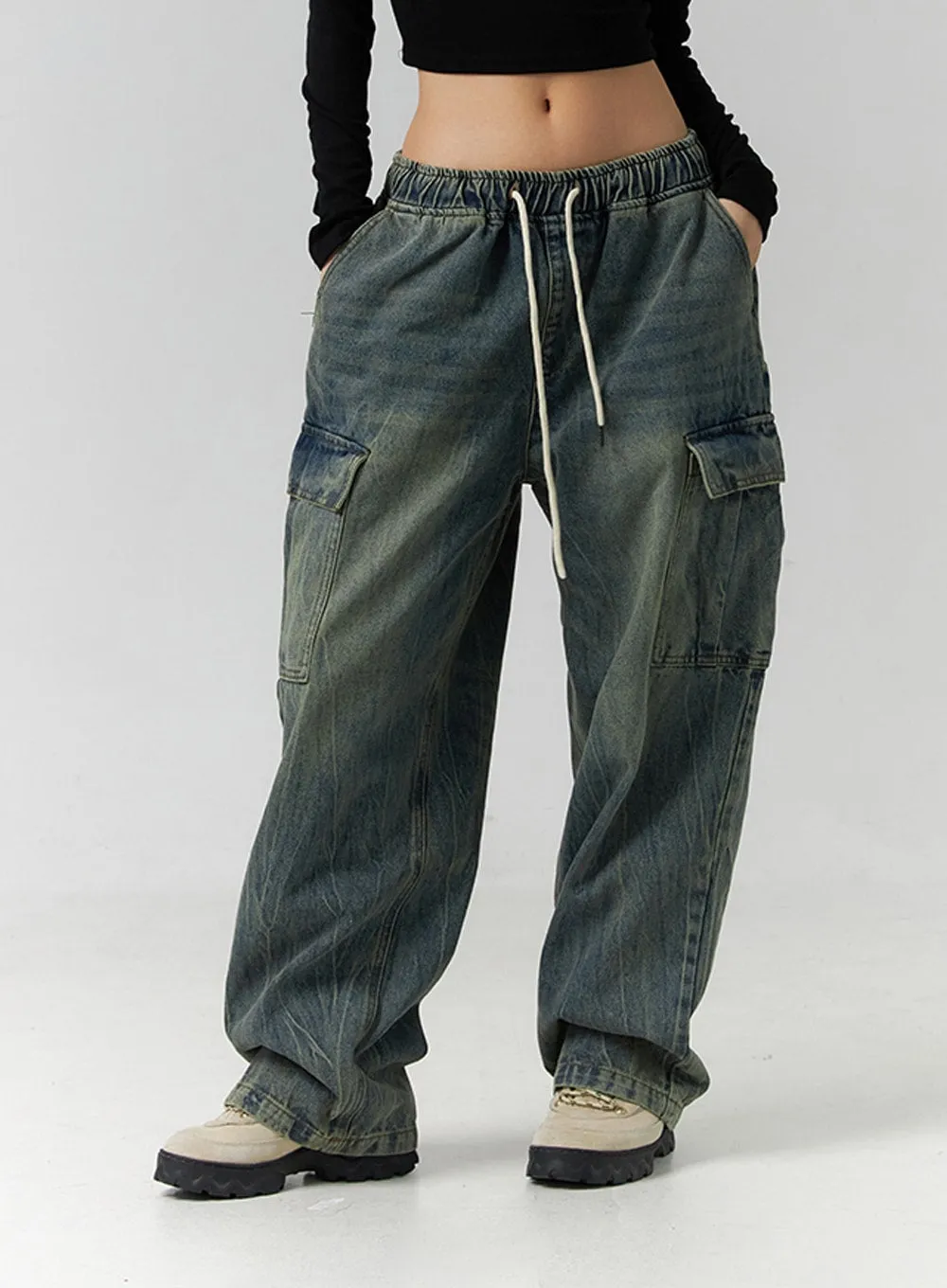 Cargo Wide Leg Jeans ID306