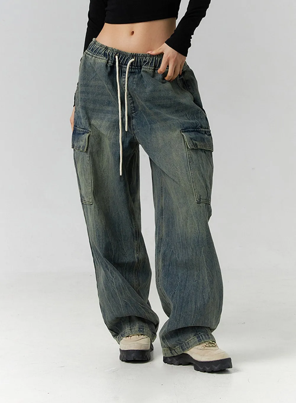 Cargo Wide Leg Jeans ID306