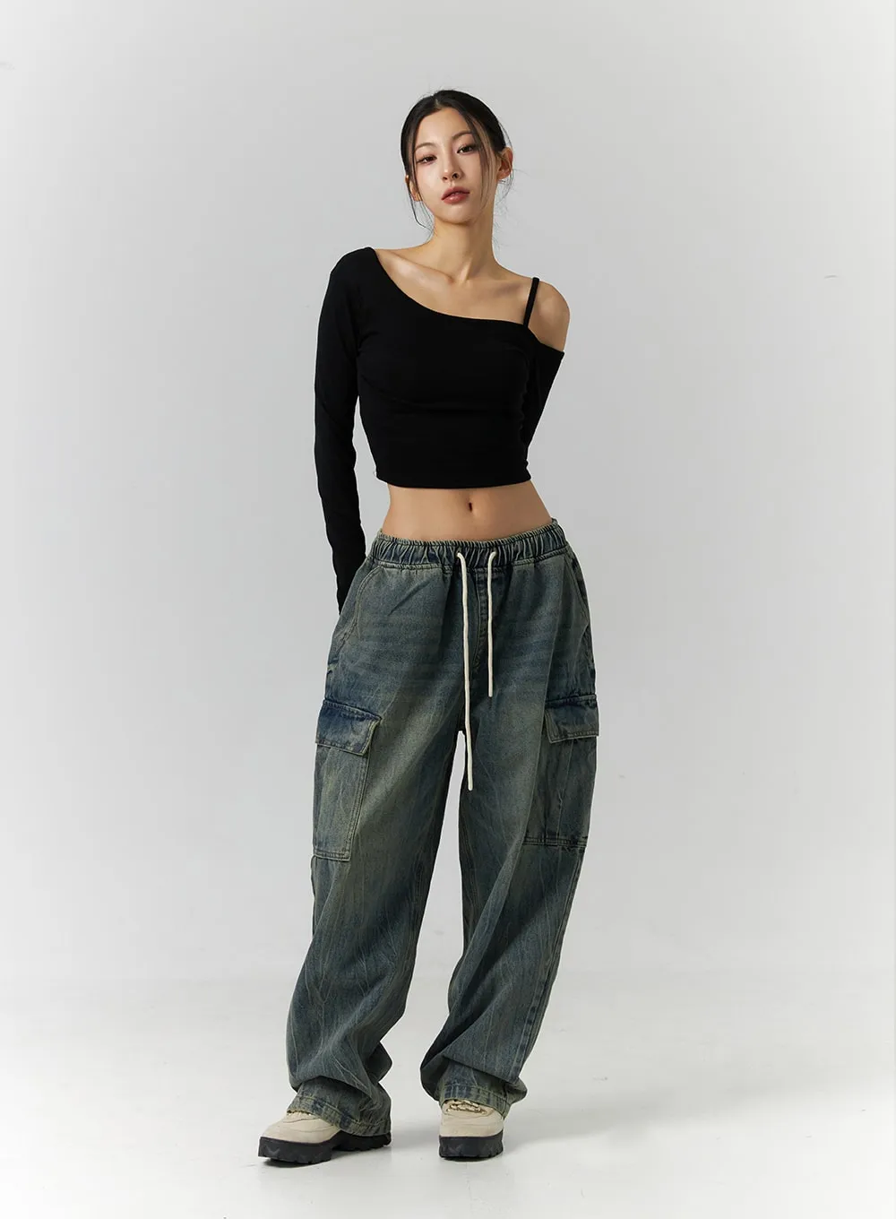 Cargo Wide Leg Jeans ID306