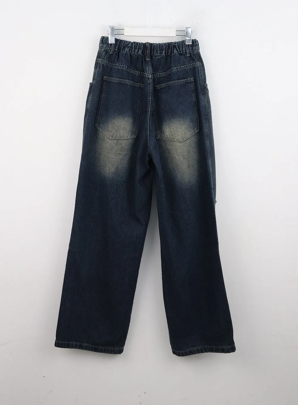 Destroyed Washed Wide Leg Jeans CN324