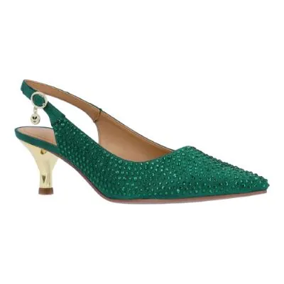 FERRYANNE-EMERALD GREEN SATIN/STONES | L'AMOUR DES PIEDS