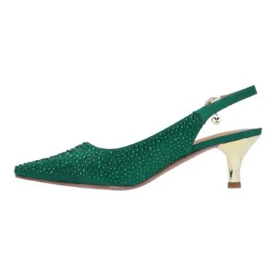 FERRYANNE-EMERALD GREEN SATIN/STONES | L'AMOUR DES PIEDS