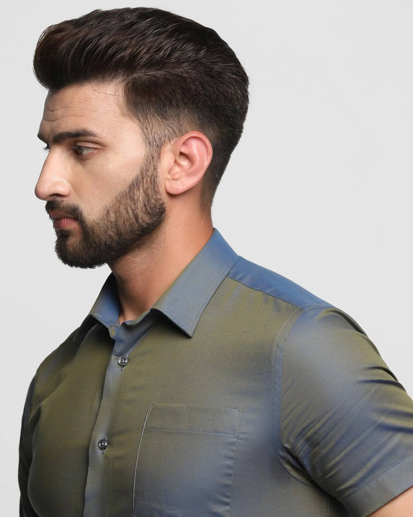 Formal Half Sleeve Grey Solid Shirt - Abital