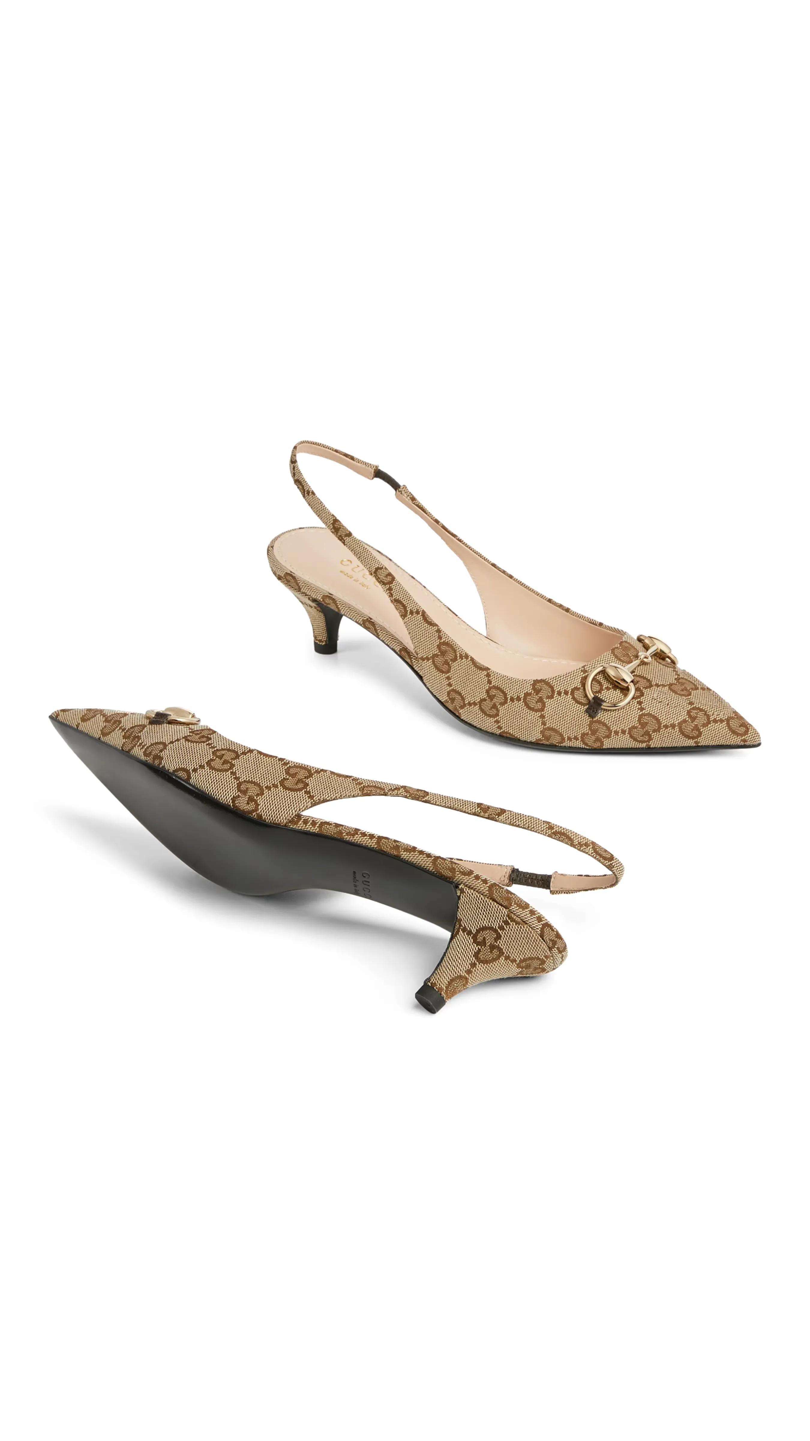 GG Canvas Slingback Pump - Beige/Ebony