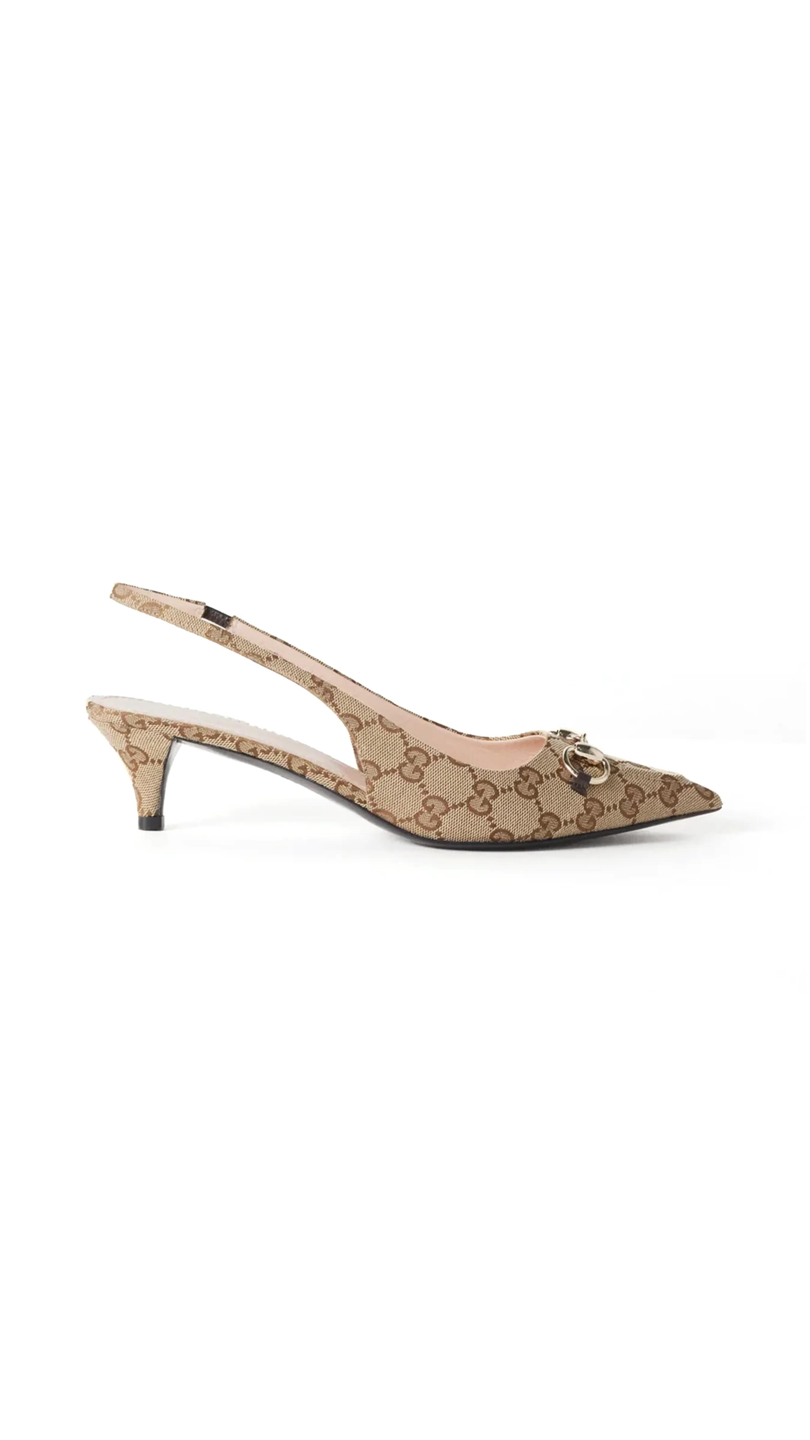 GG Canvas Slingback Pump - Beige/Ebony