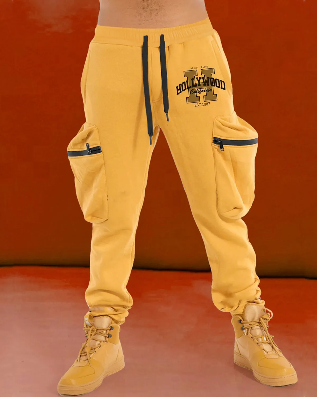 Hollywood Printed Yellow Cargo Pant For Men