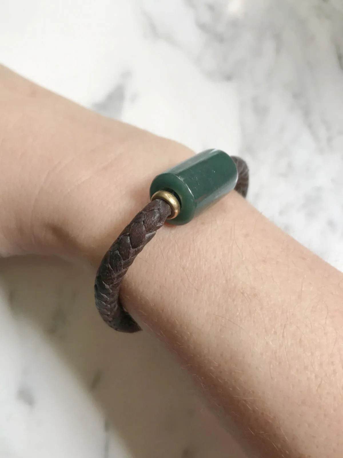 Jadeite & Leather Bracelet