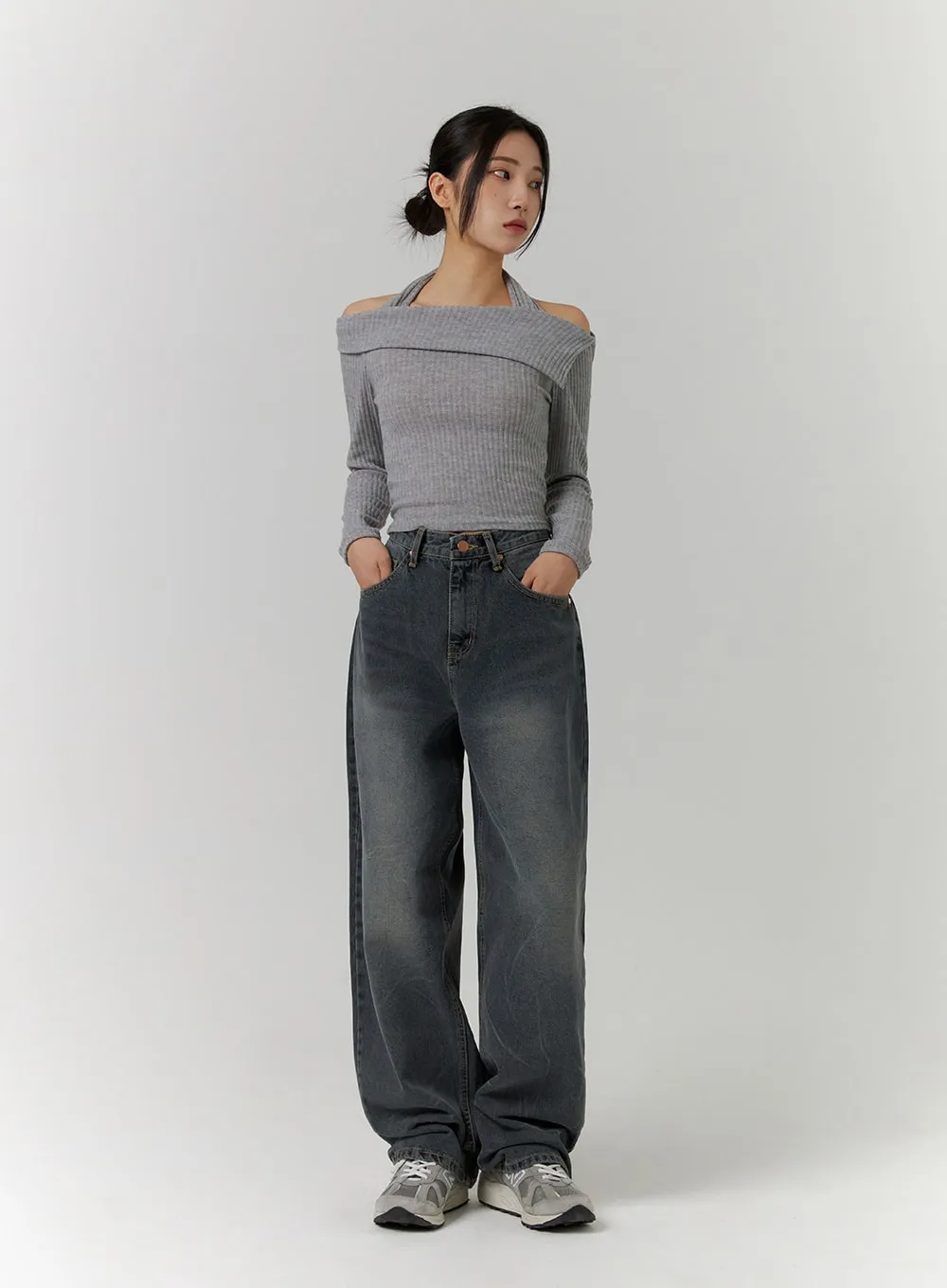 Light Washed Wide Leg Jeans CD312