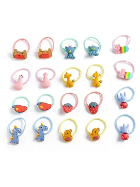 Melbees by Yellow Chimes Rubber Bands for Girls Kids Hair Accessories for Girls Hair Tie 20 Pcs Cute Characters Rubberbands for Kids Ponytail Holder For Baby Girls Toddlers