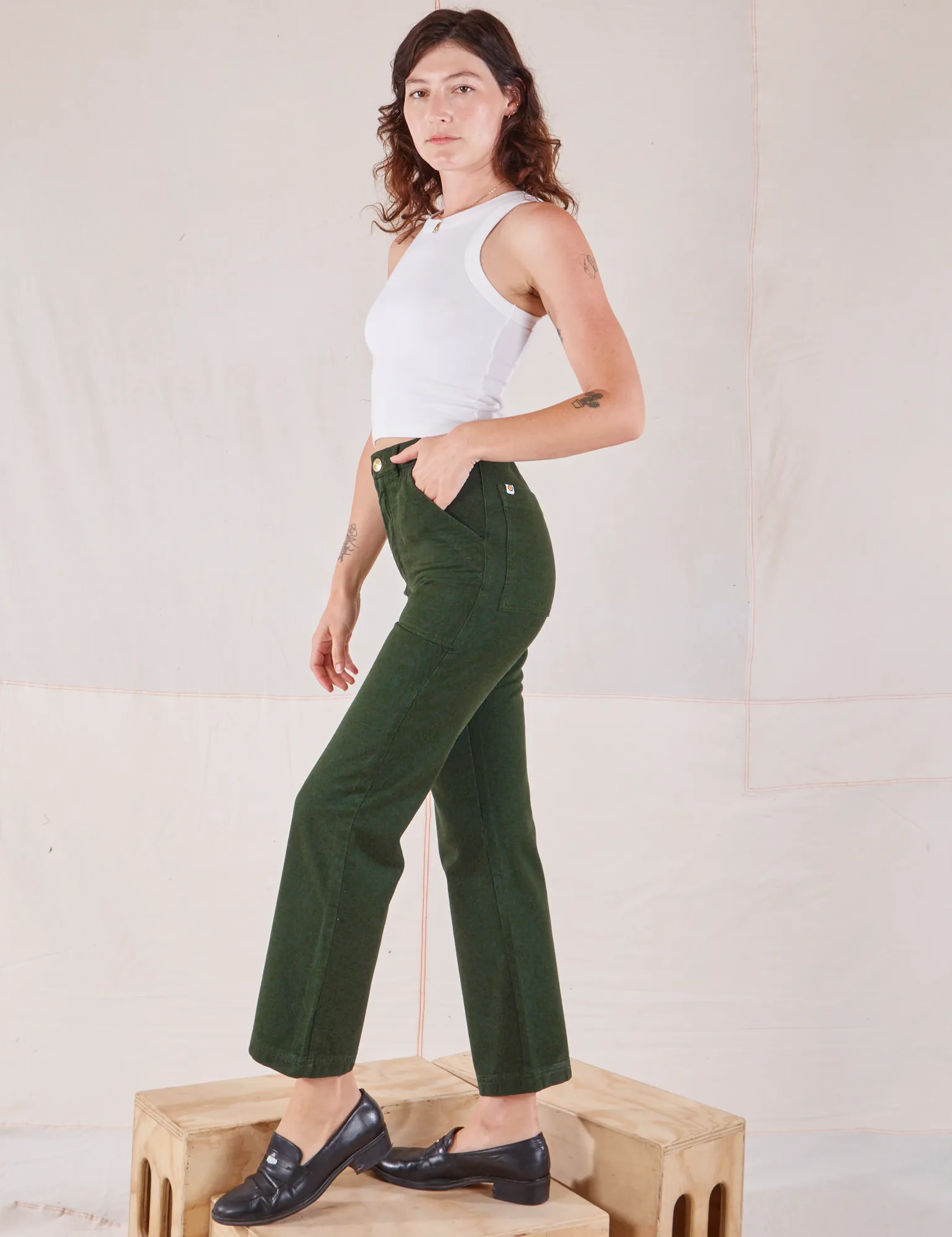 Organic Work Pants - Swamp Green