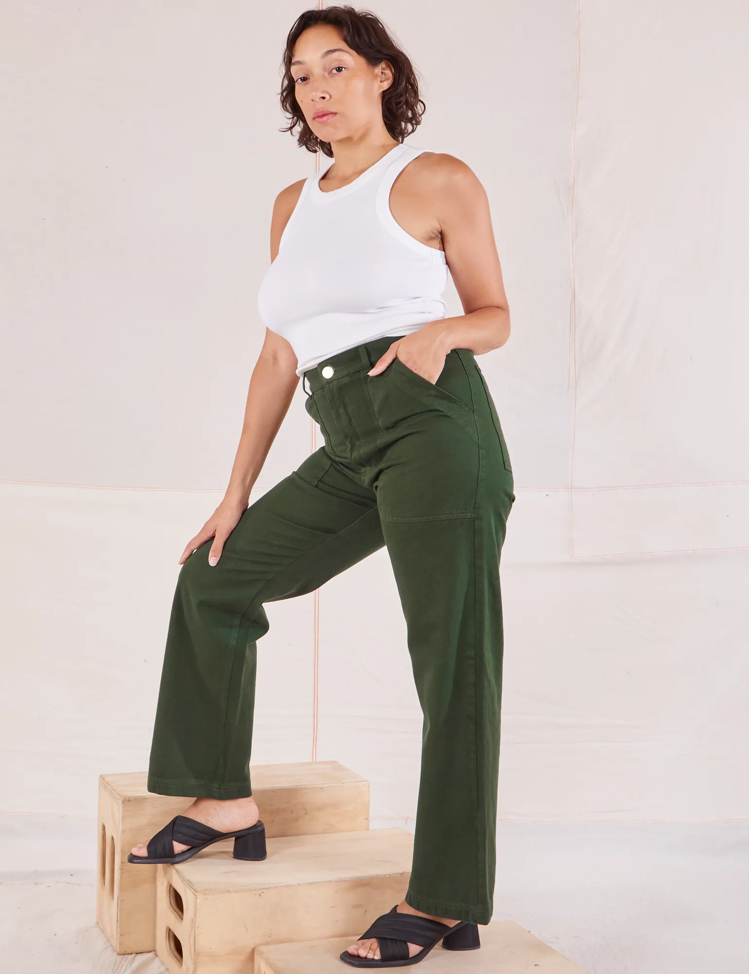 Organic Work Pants - Swamp Green