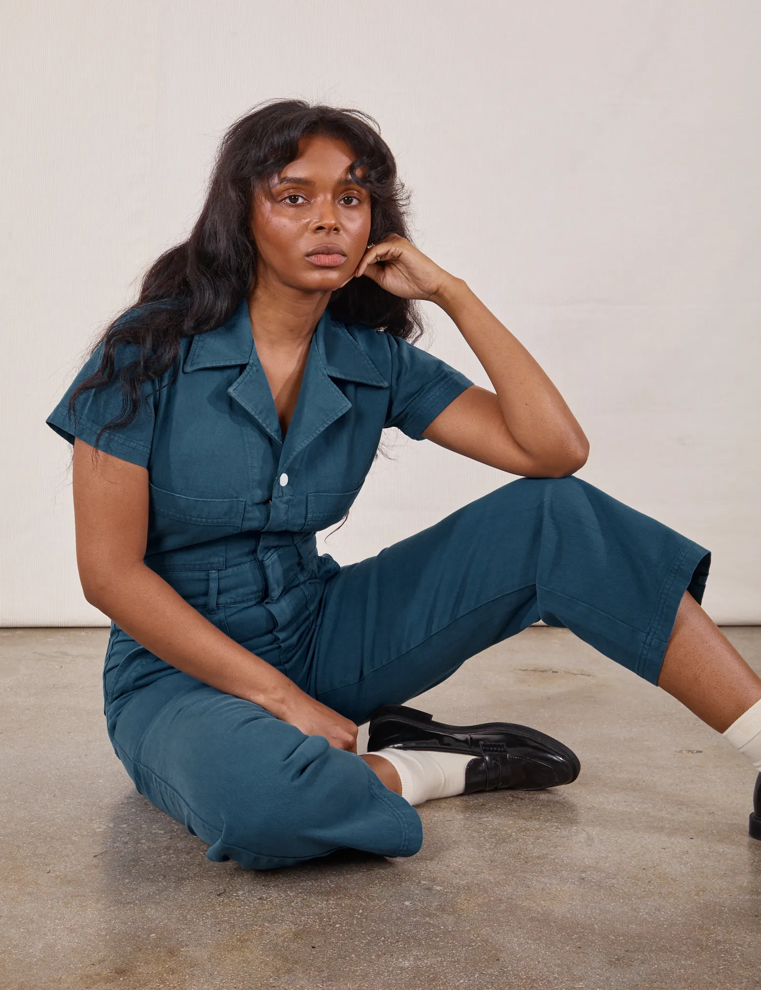 Petite Short Sleeve Jumpsuit - Lagoon