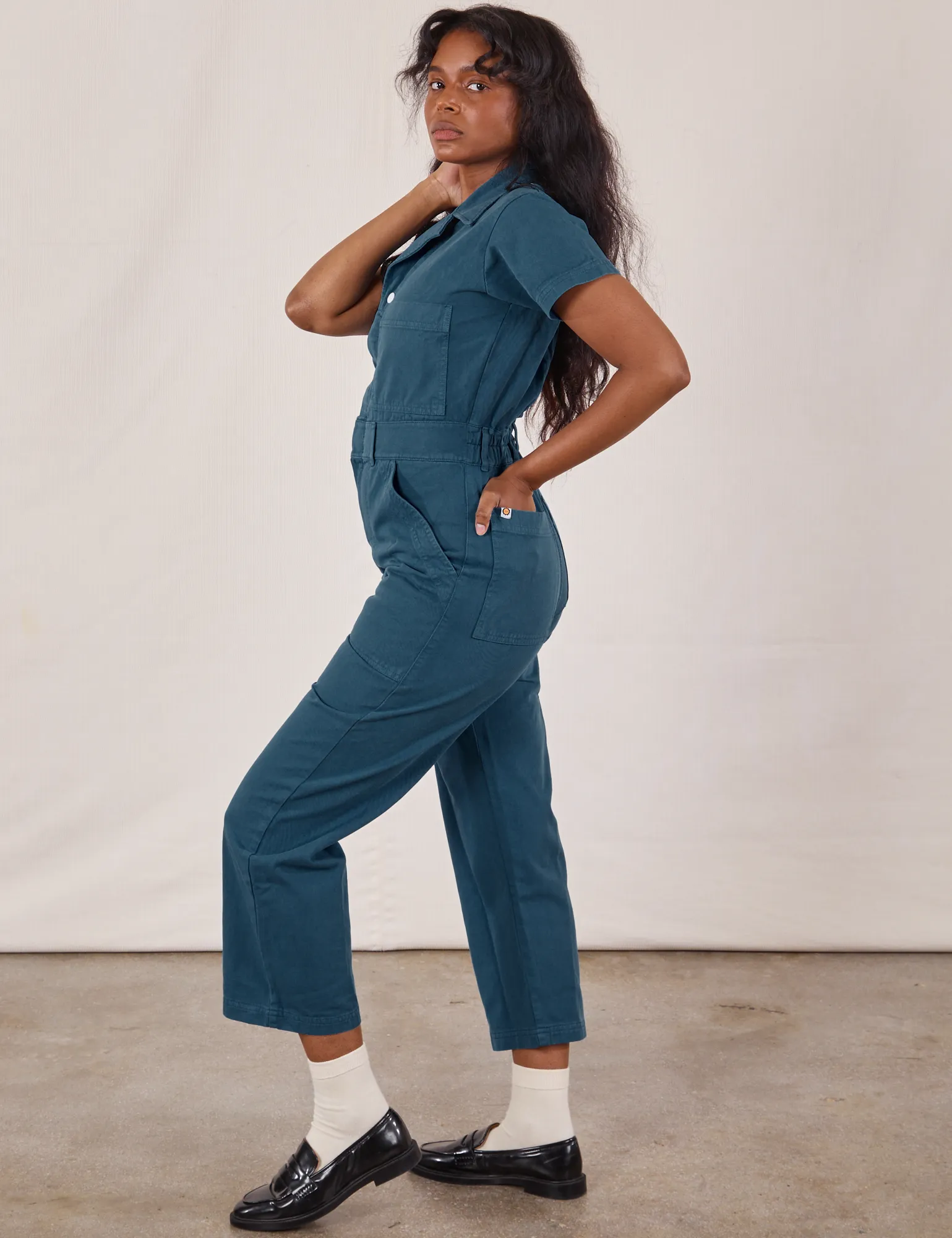 Petite Short Sleeve Jumpsuit - Lagoon