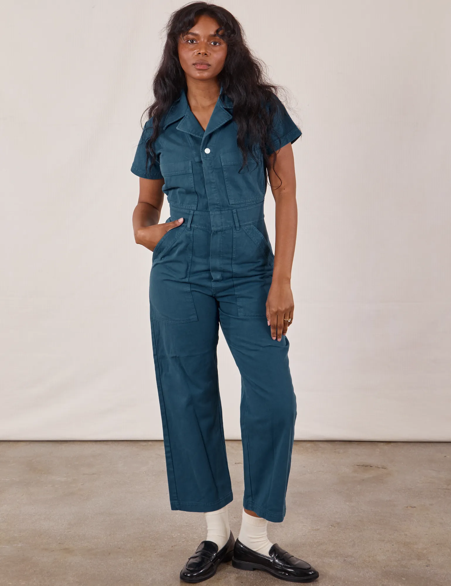 Petite Short Sleeve Jumpsuit - Lagoon