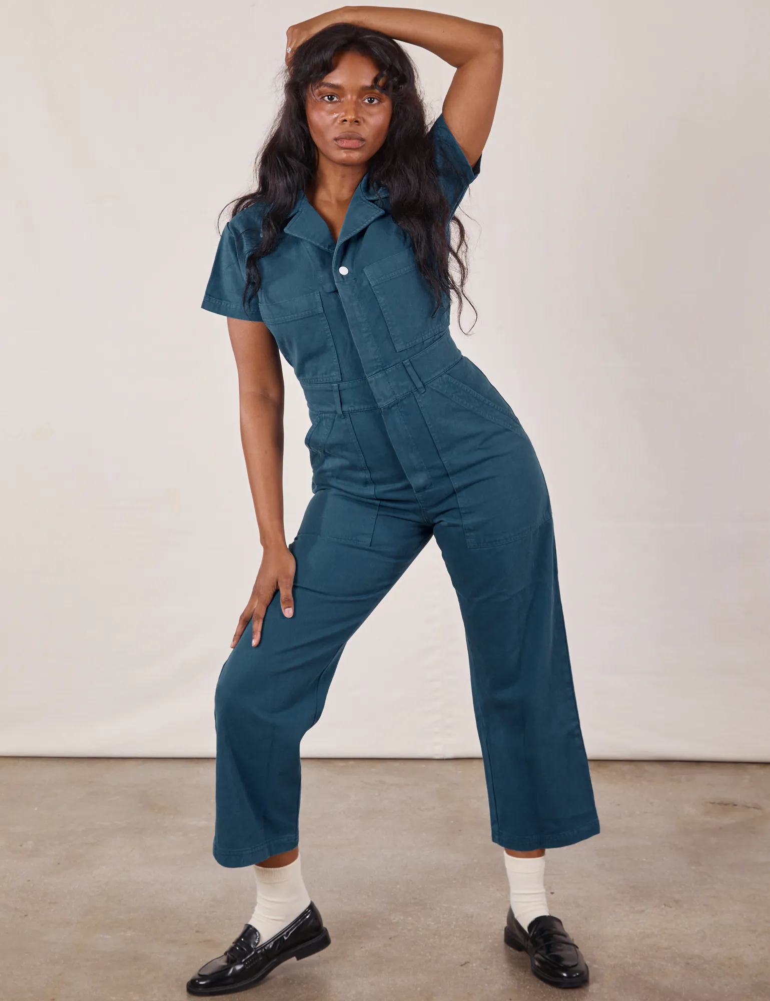 Petite Short Sleeve Jumpsuit - Lagoon