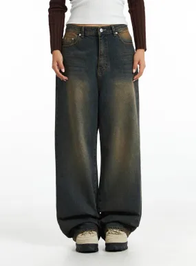 Retro Washed Wide-Leg Jeans CO318