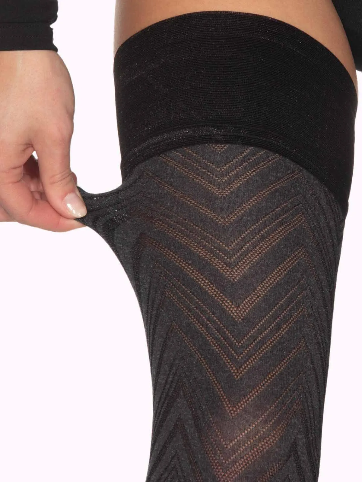 ROSITA Chevron Gray Thigh Highs