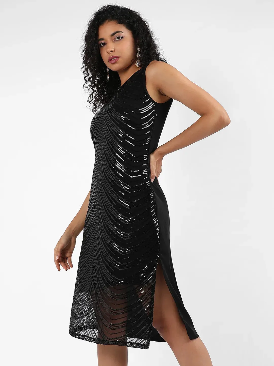 Self-Design Dress With Sequin Detail