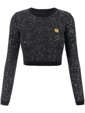 SEQUIN THREAD WOOL CROP TOP