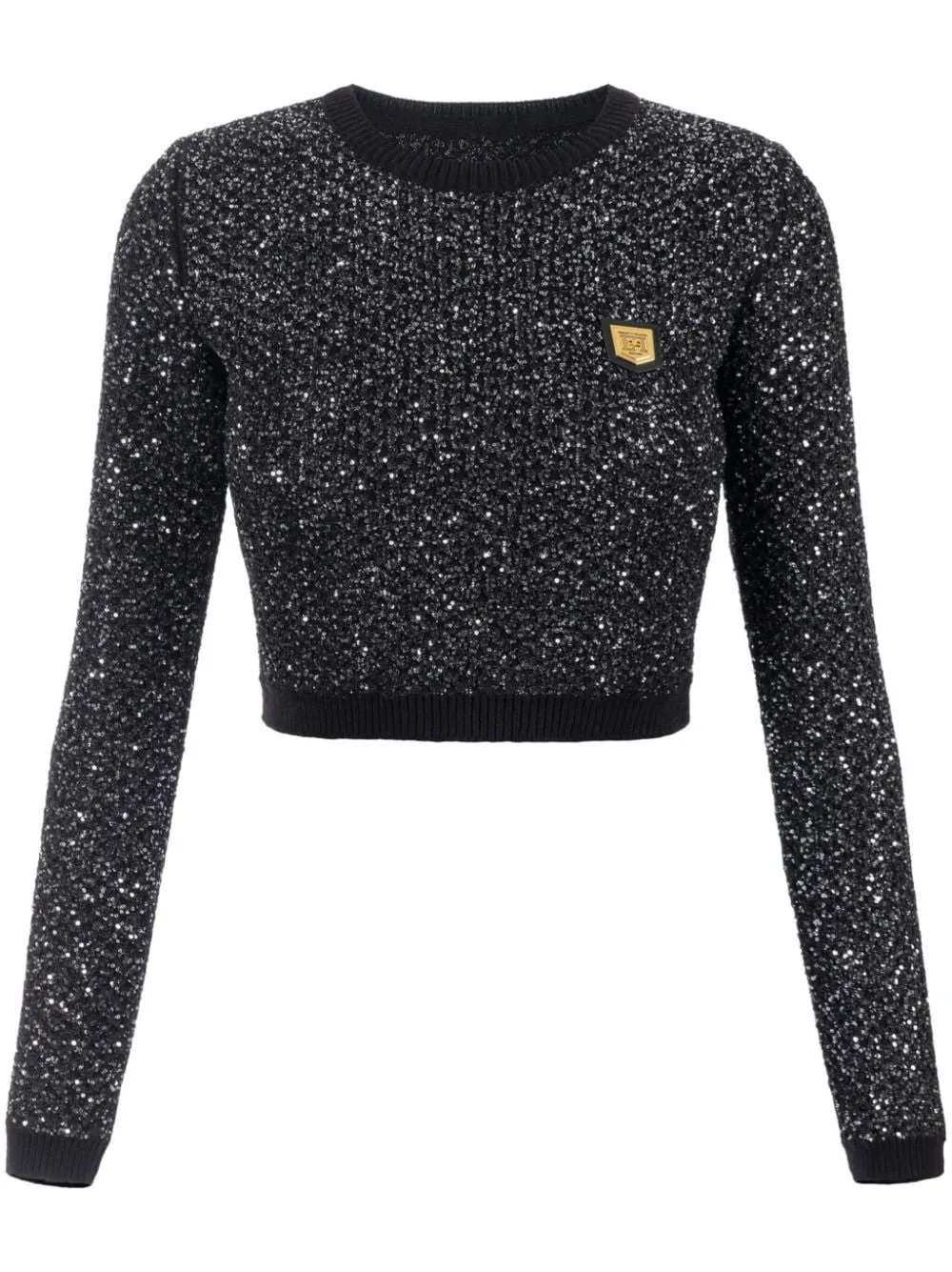 SEQUIN THREAD WOOL CROP TOP