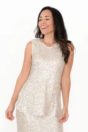 Showstopper Champagne Sequin Tank