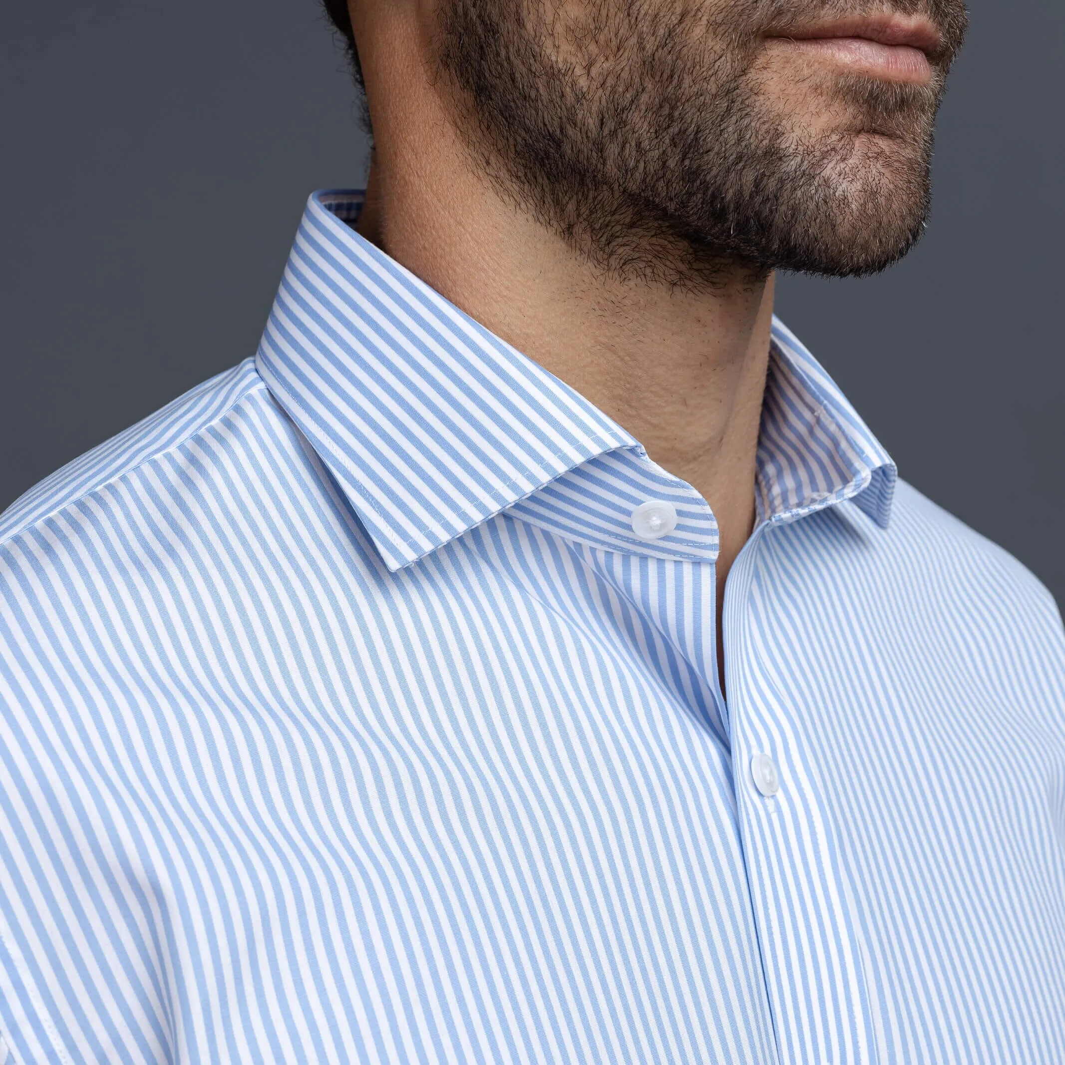 The Blue Wheeler Non Iron Stripe Custom Shirt