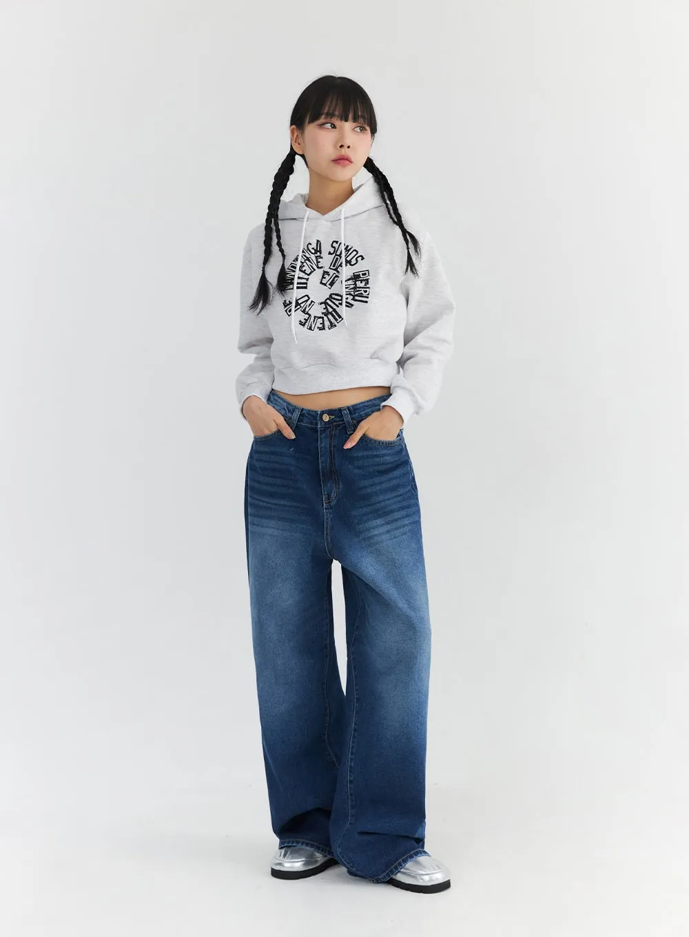 Washed Blue Wide Jeans CN301