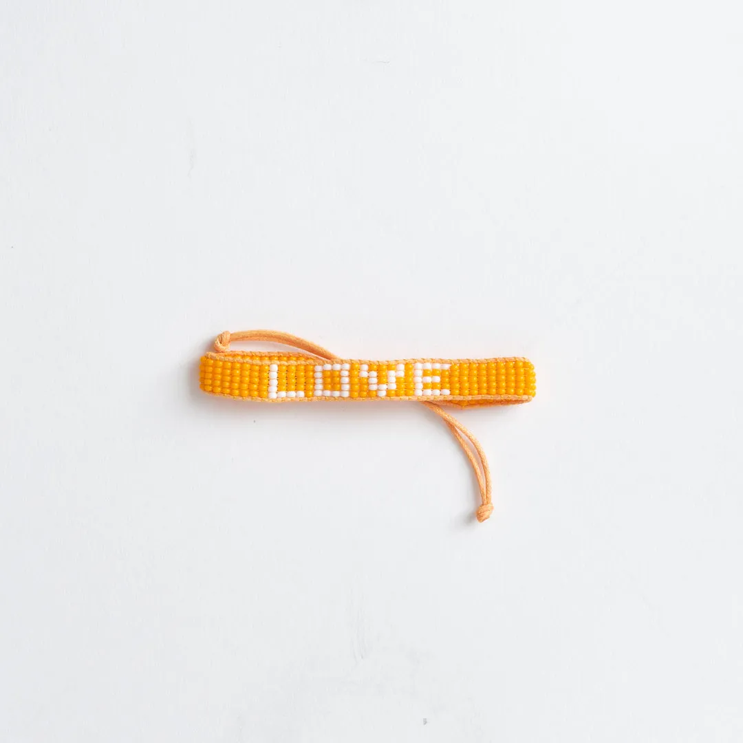 Woven LOVE Bracelet - Orange/White